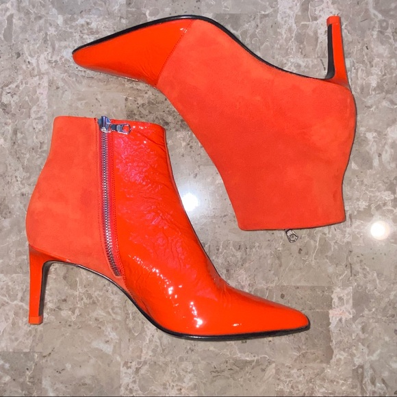 RAG & BONE Beha Bootie Red Suede & Patent Leather Point Toe Healed Ankle - Picture 8 of 8